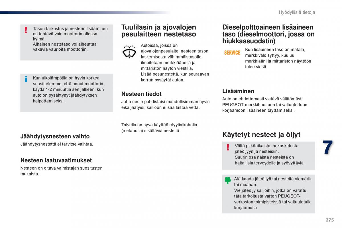 Peugeot Traveller omistajan kasikirja / page 277