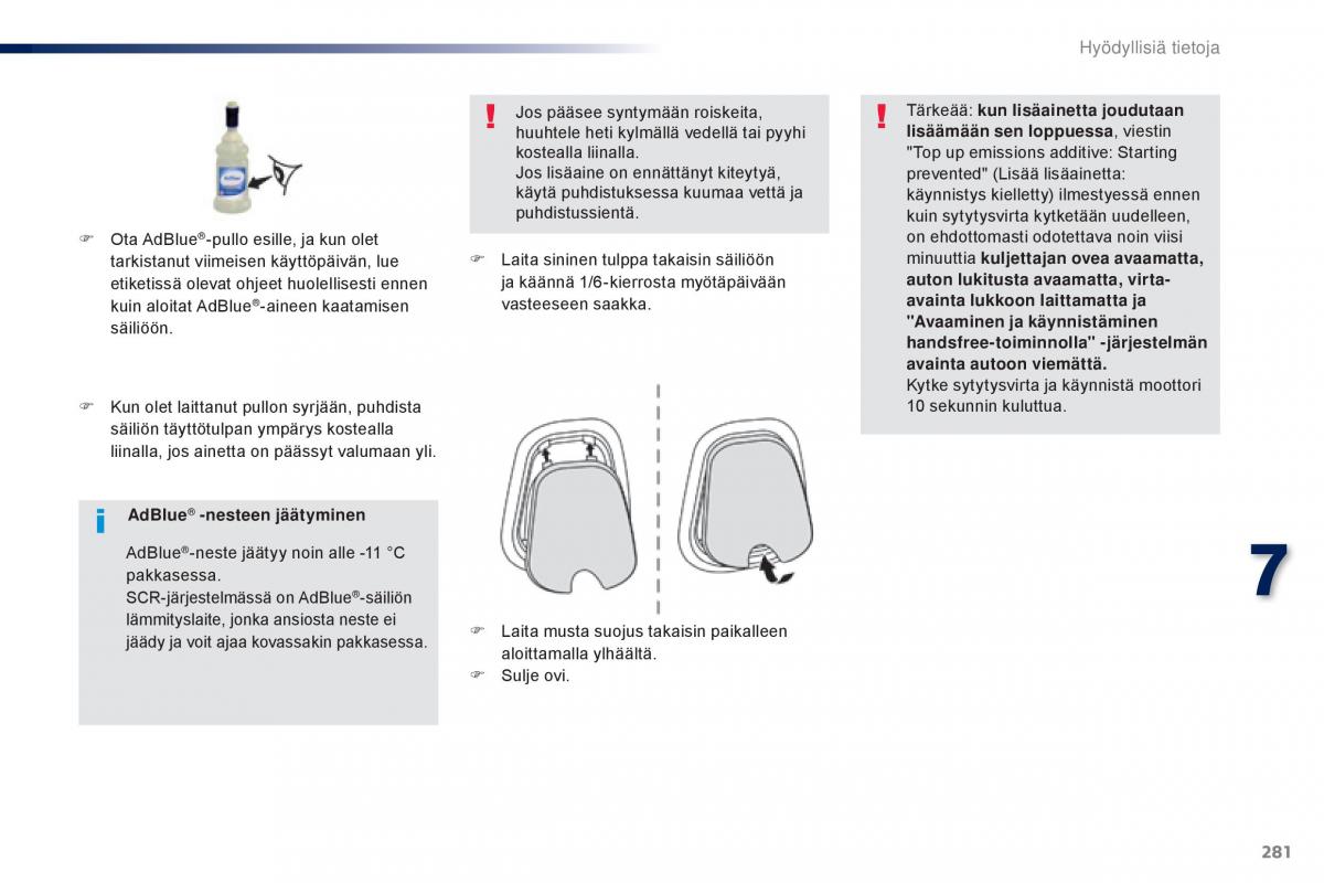 Peugeot Traveller omistajan kasikirja / page 283