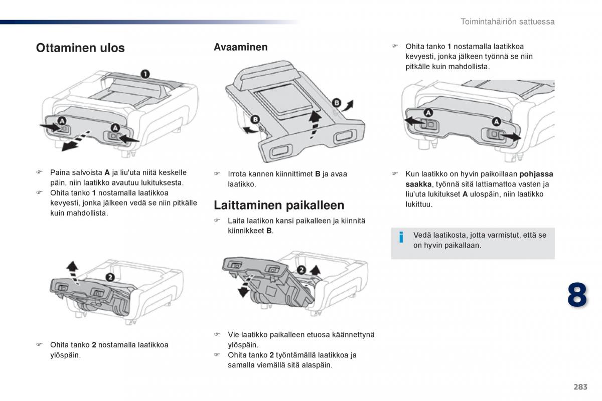 Peugeot Traveller omistajan kasikirja / page 285