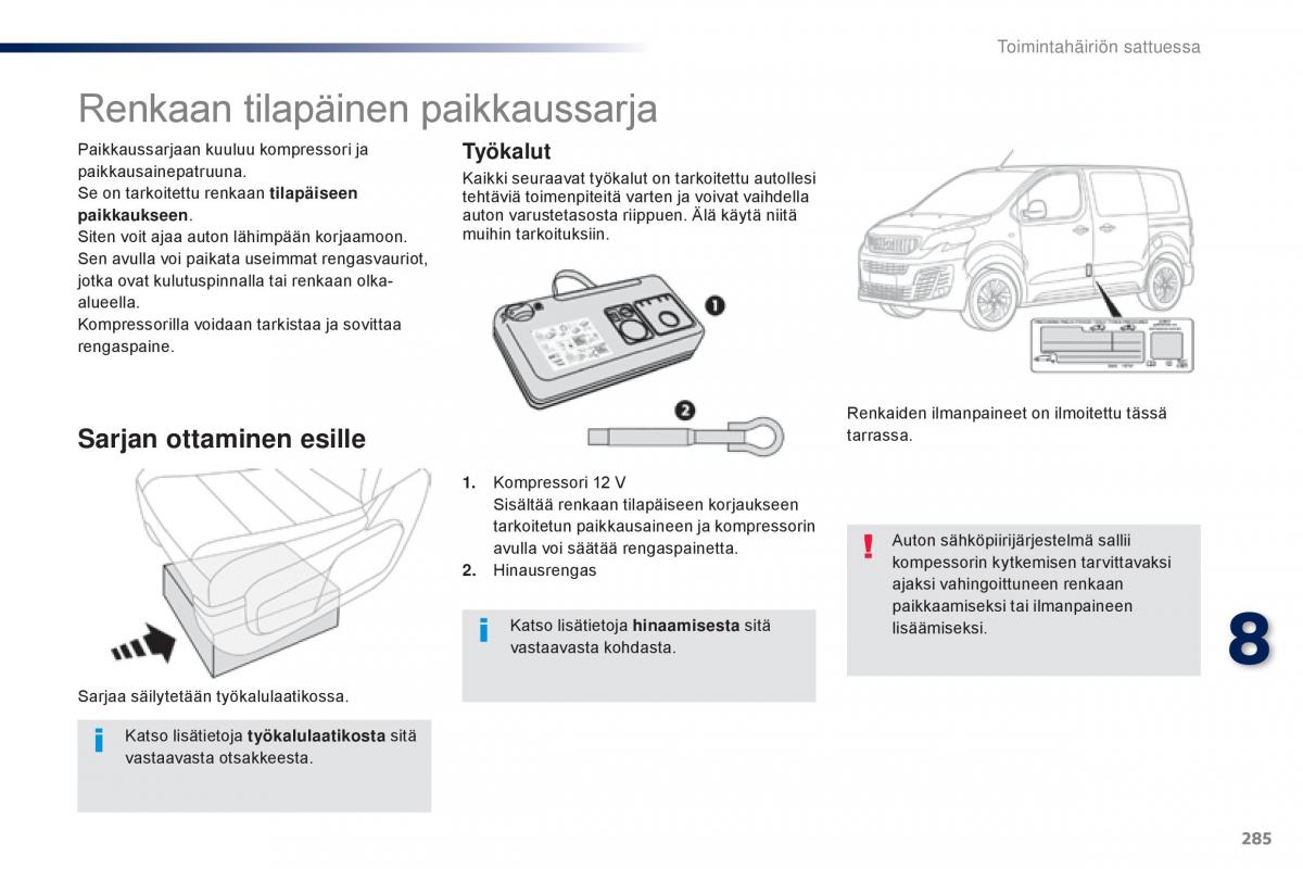 Peugeot Traveller omistajan kasikirja / page 287