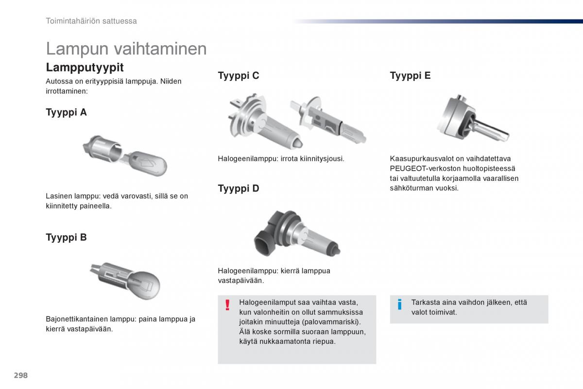 Peugeot Traveller omistajan kasikirja / page 300