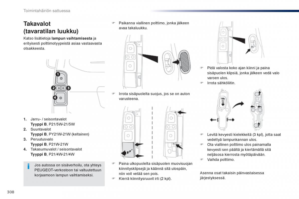 Peugeot Traveller omistajan kasikirja / page 310