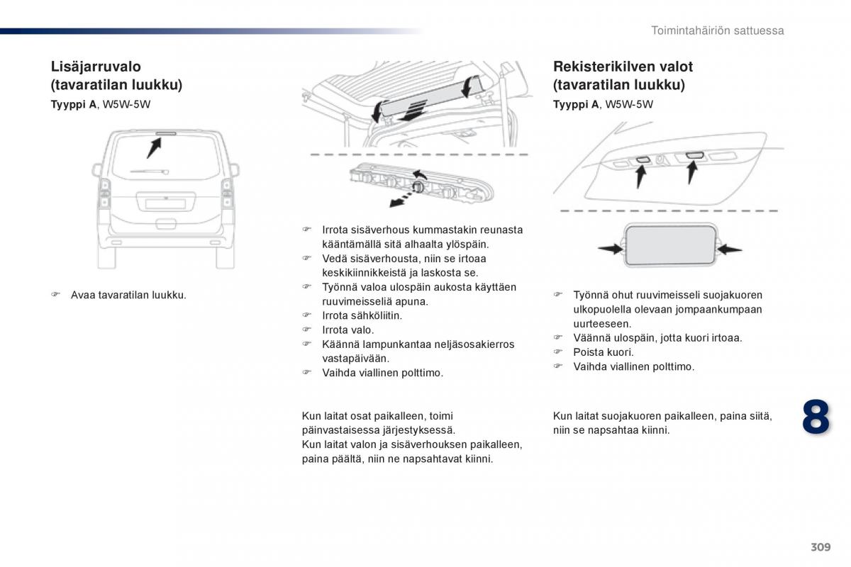 Peugeot Traveller omistajan kasikirja / page 311