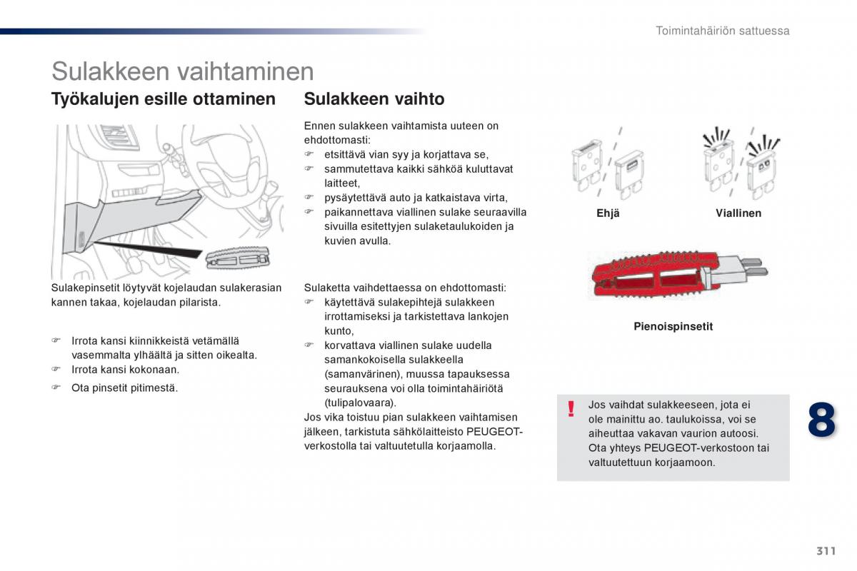 Peugeot Traveller omistajan kasikirja / page 313