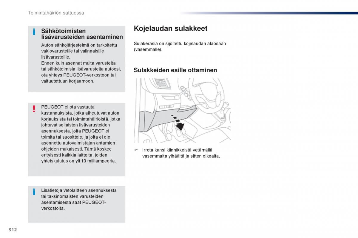 Peugeot Traveller omistajan kasikirja / page 314