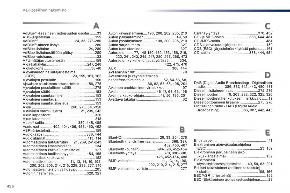 Peugeot Traveller omistajan kasikirja / page 498