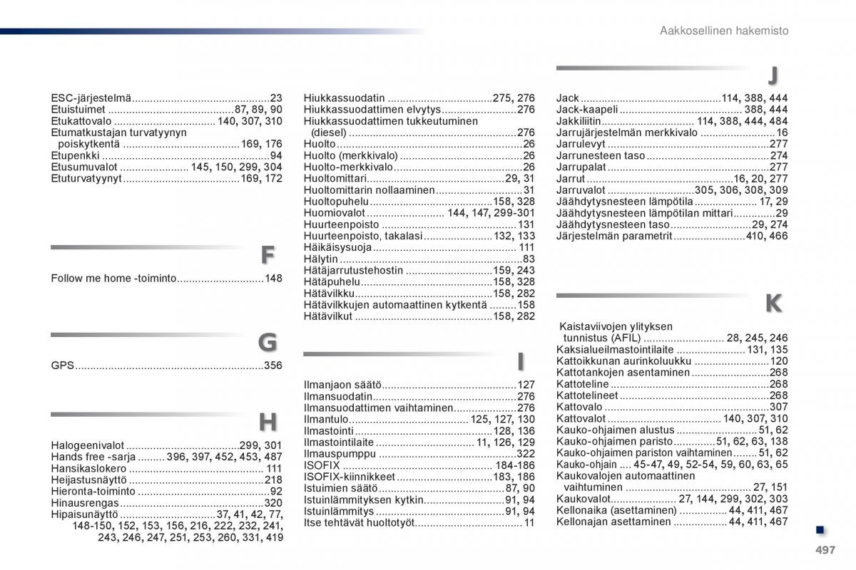 Peugeot Traveller omistajan kasikirja / page 499