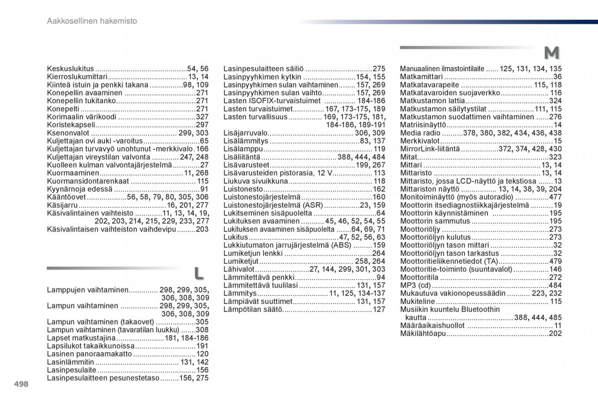 Peugeot Traveller omistajan kasikirja / page 500