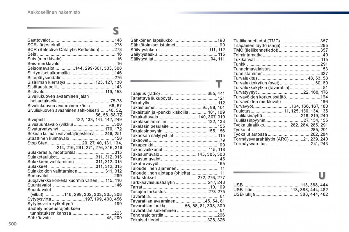 Peugeot Traveller omistajan kasikirja / page 502