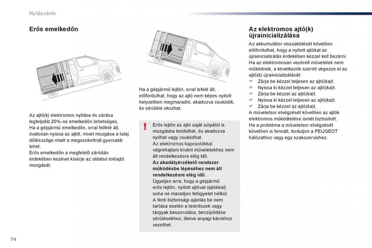 Peugeot Traveller Kezelesi utmutato / page 76