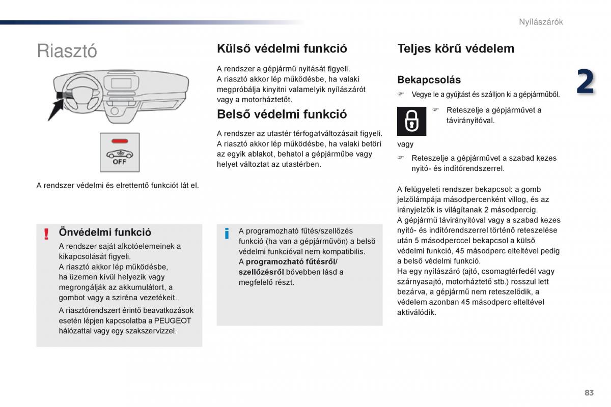 Peugeot Traveller Kezelesi utmutato / page 85