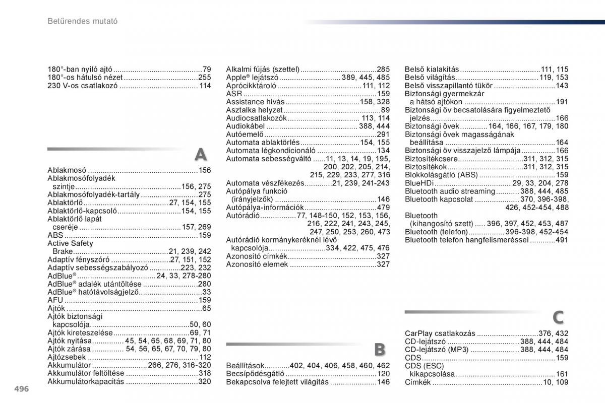 Peugeot Traveller Kezelesi utmutato / page 498