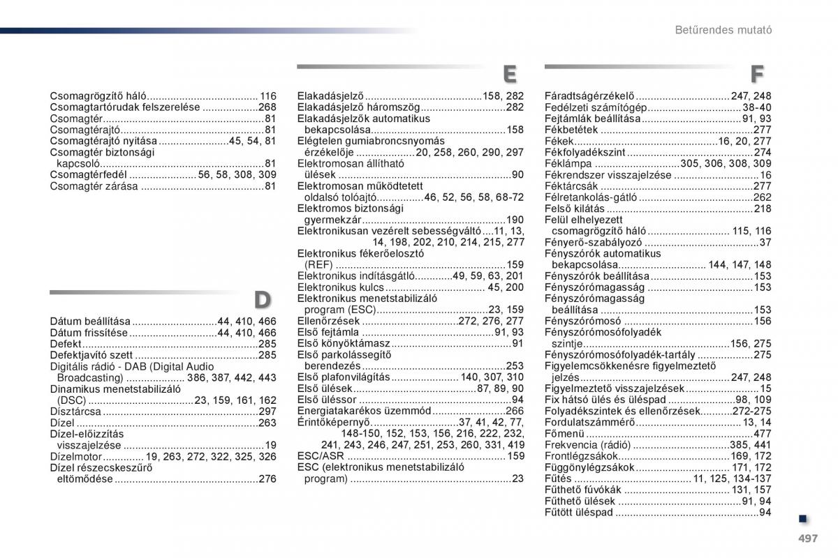 Peugeot Traveller Kezelesi utmutato / page 499