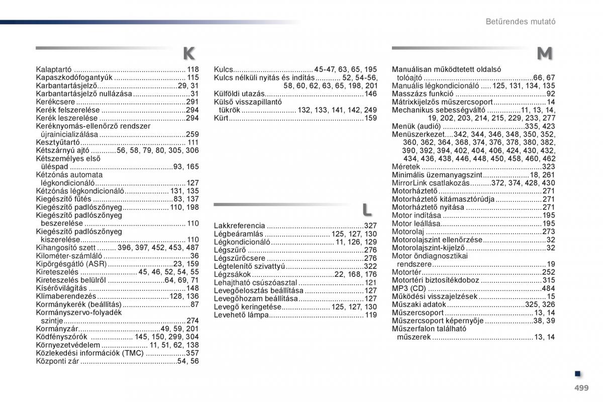 Peugeot Traveller Kezelesi utmutato / page 501