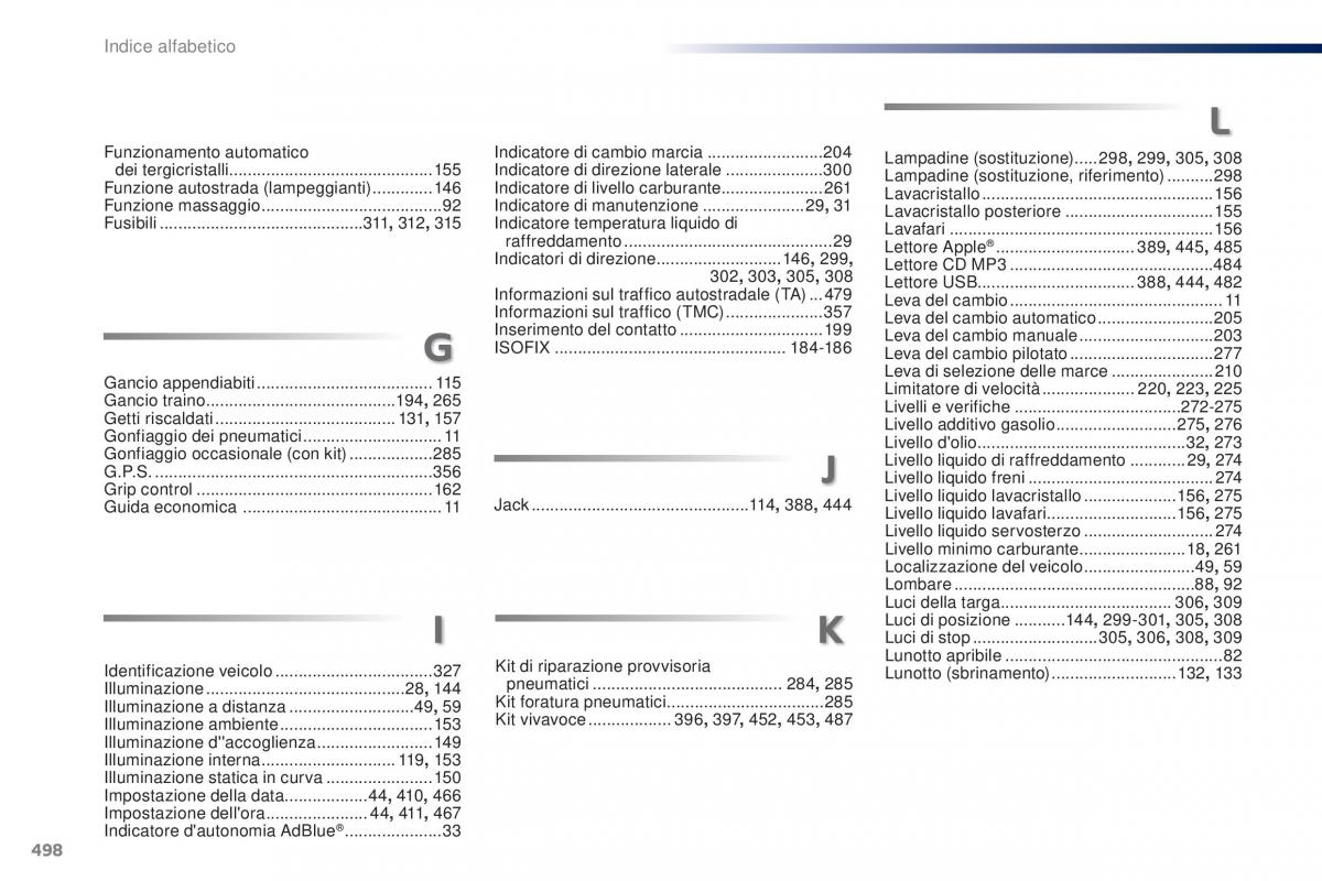 Peugeot Traveller manuale del proprietario / page 500