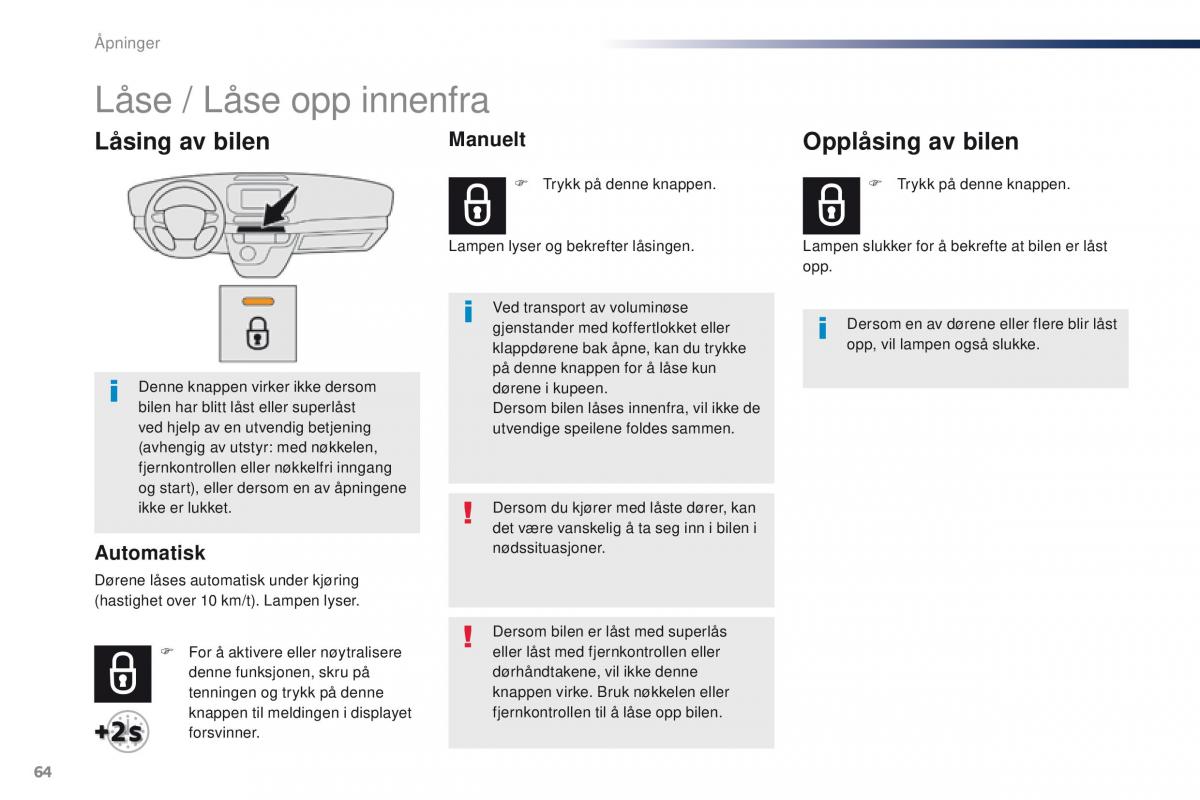 Peugeot Traveller bruksanvisningen / page 66