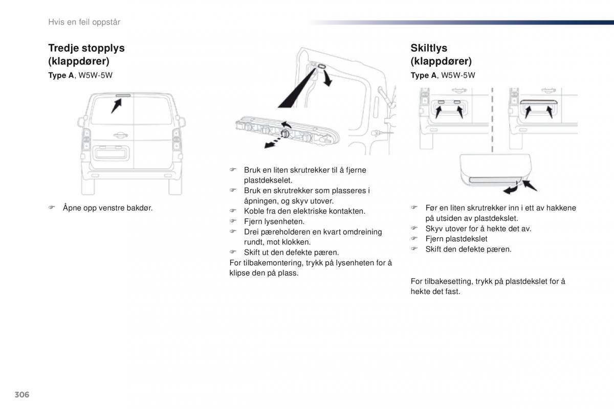 Peugeot Traveller bruksanvisningen / page 308