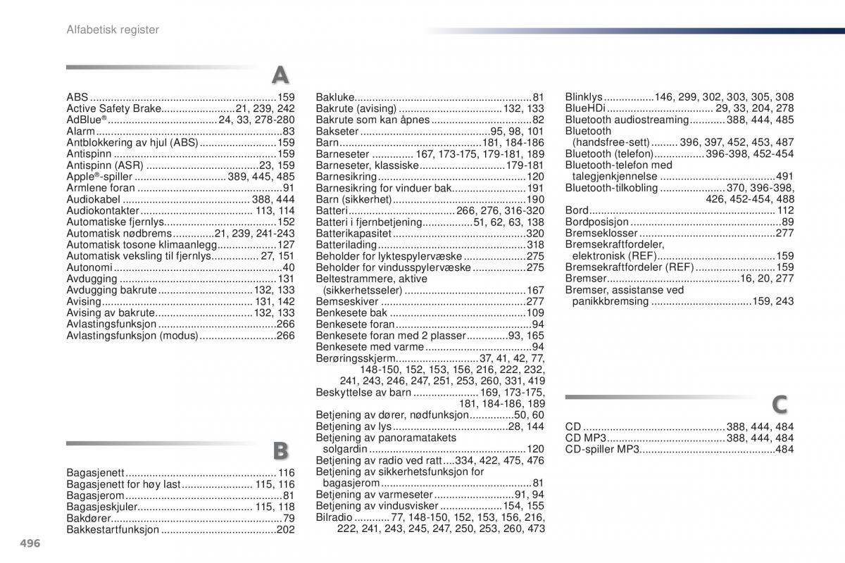 Peugeot Traveller bruksanvisningen / page 498