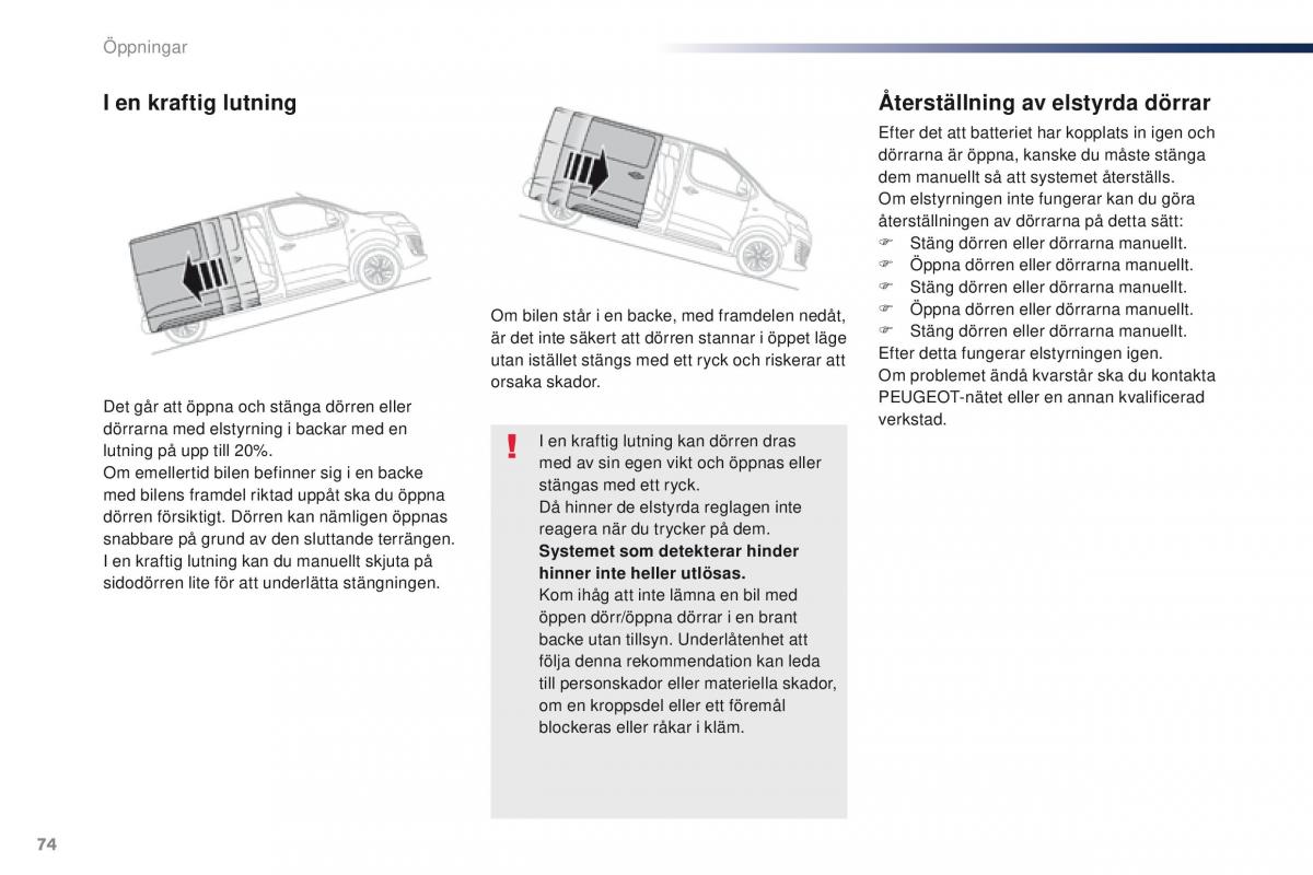 Peugeot Traveller instruktionsbok / page 76