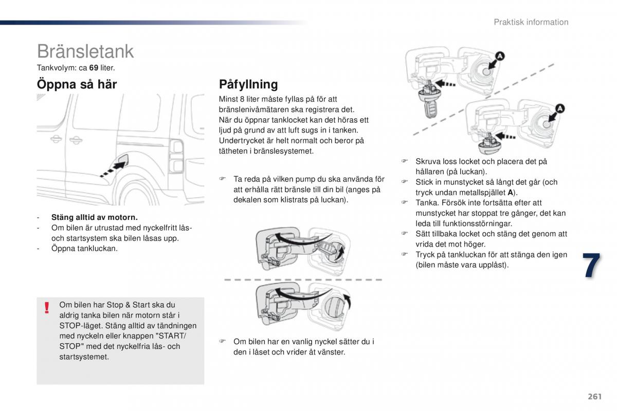 Peugeot Traveller instruktionsbok / page 263