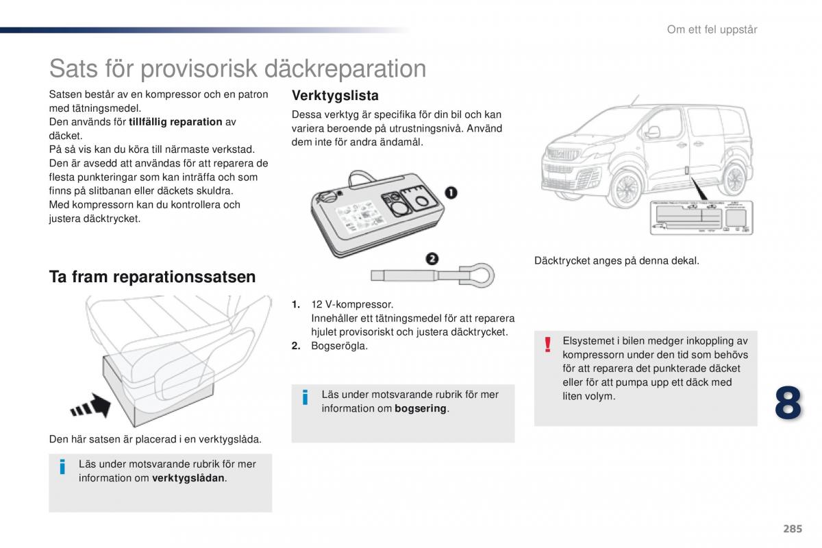 Peugeot Traveller instruktionsbok / page 287