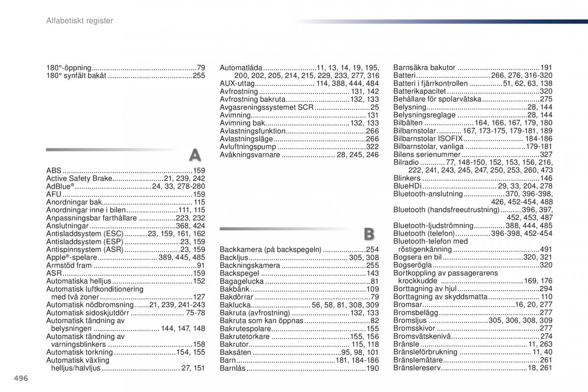 Peugeot Traveller instruktionsbok / page 498