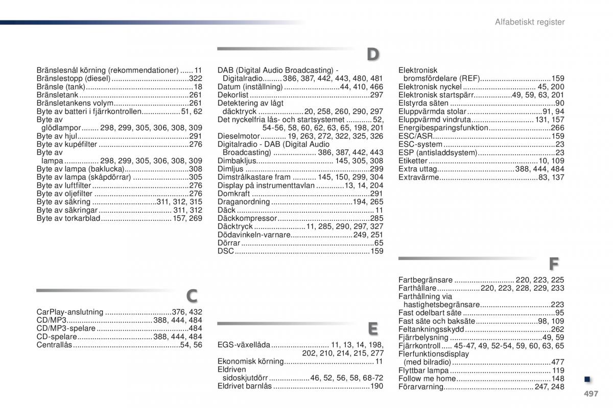 Peugeot Traveller instruktionsbok / page 499