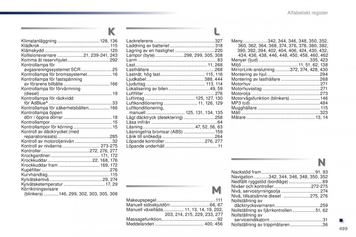 Peugeot Traveller instruktionsbok / page 501