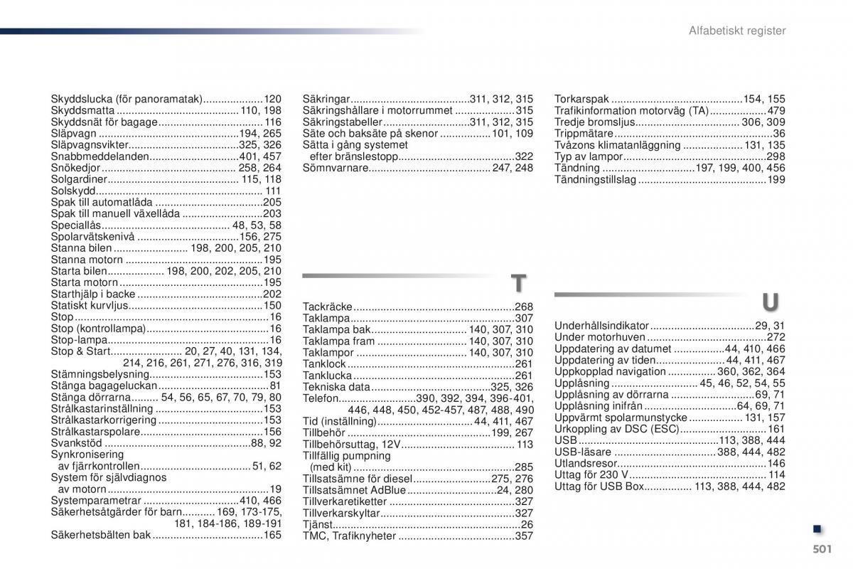 Peugeot Traveller instruktionsbok / page 503