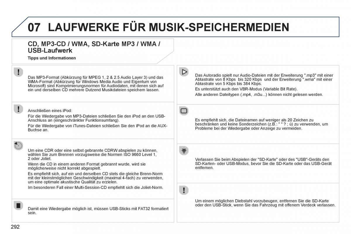 Peugeot 5008 Handbuch / page 294