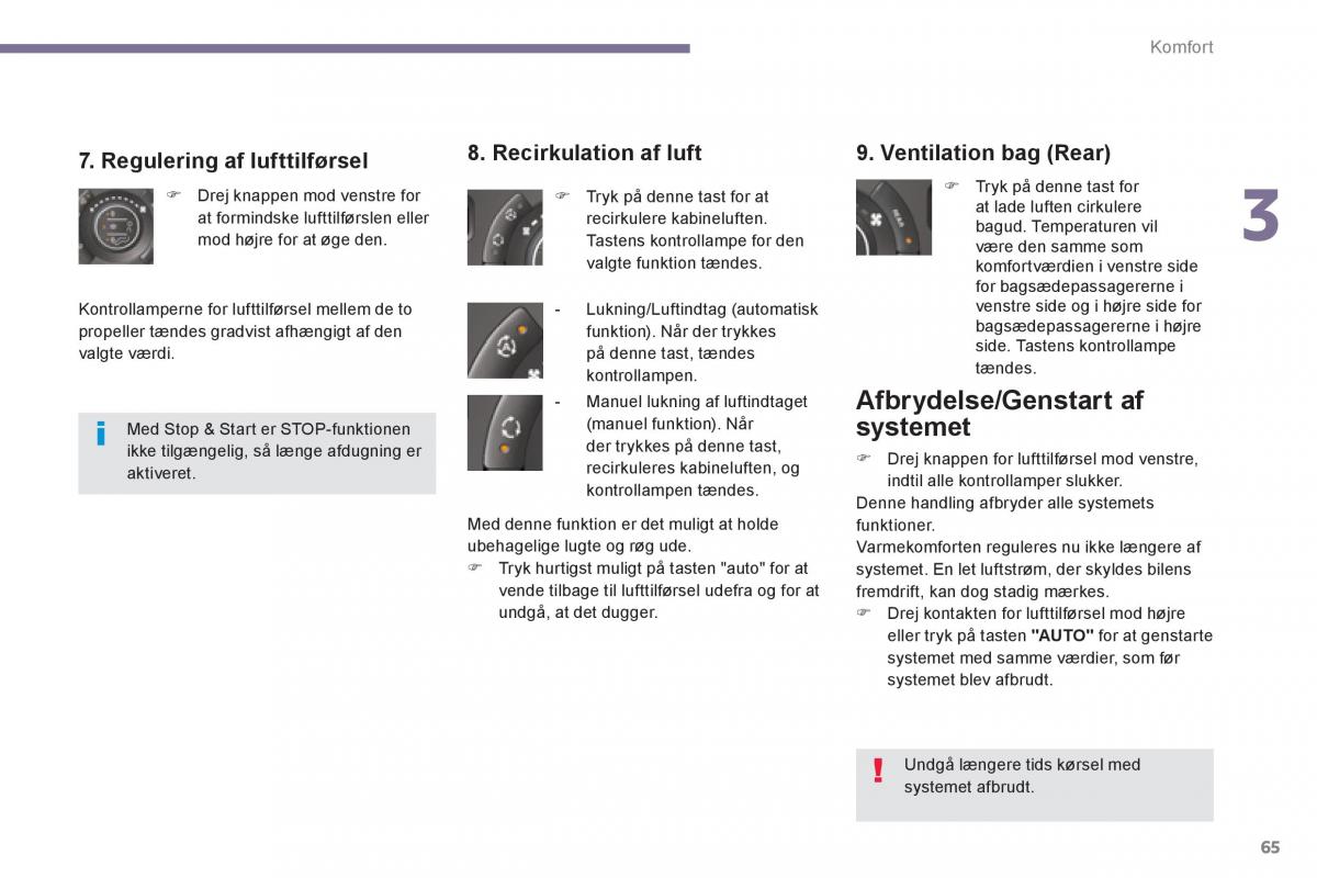 manual  Peugeot 5008 Bilens instruktionsbog / page 67