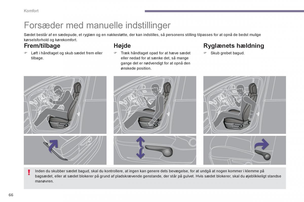 manual  Peugeot 5008 Bilens instruktionsbog / page 68