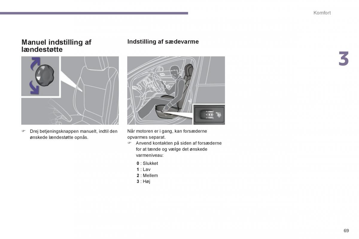 manual  Peugeot 5008 Bilens instruktionsbog / page 71