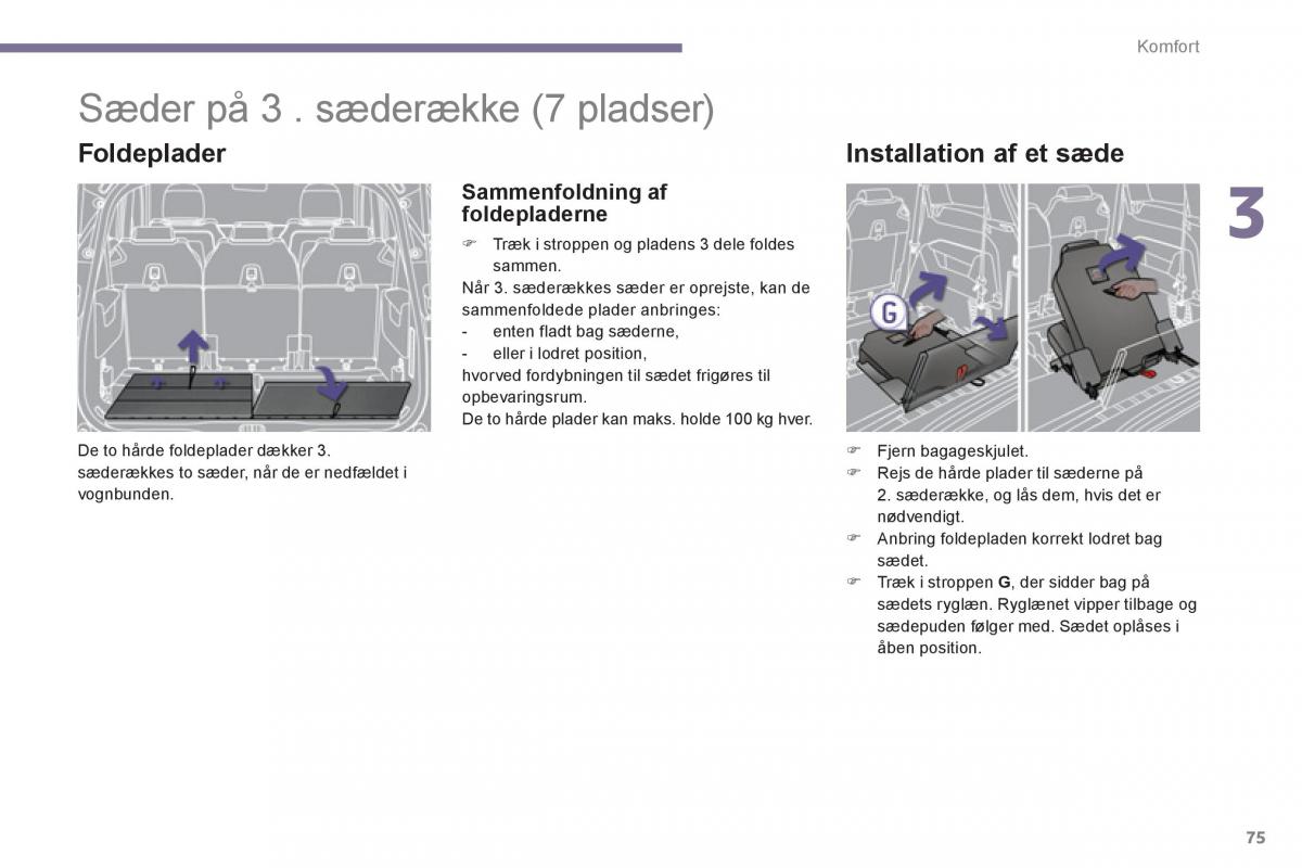 manual  Peugeot 5008 Bilens instruktionsbog / page 77