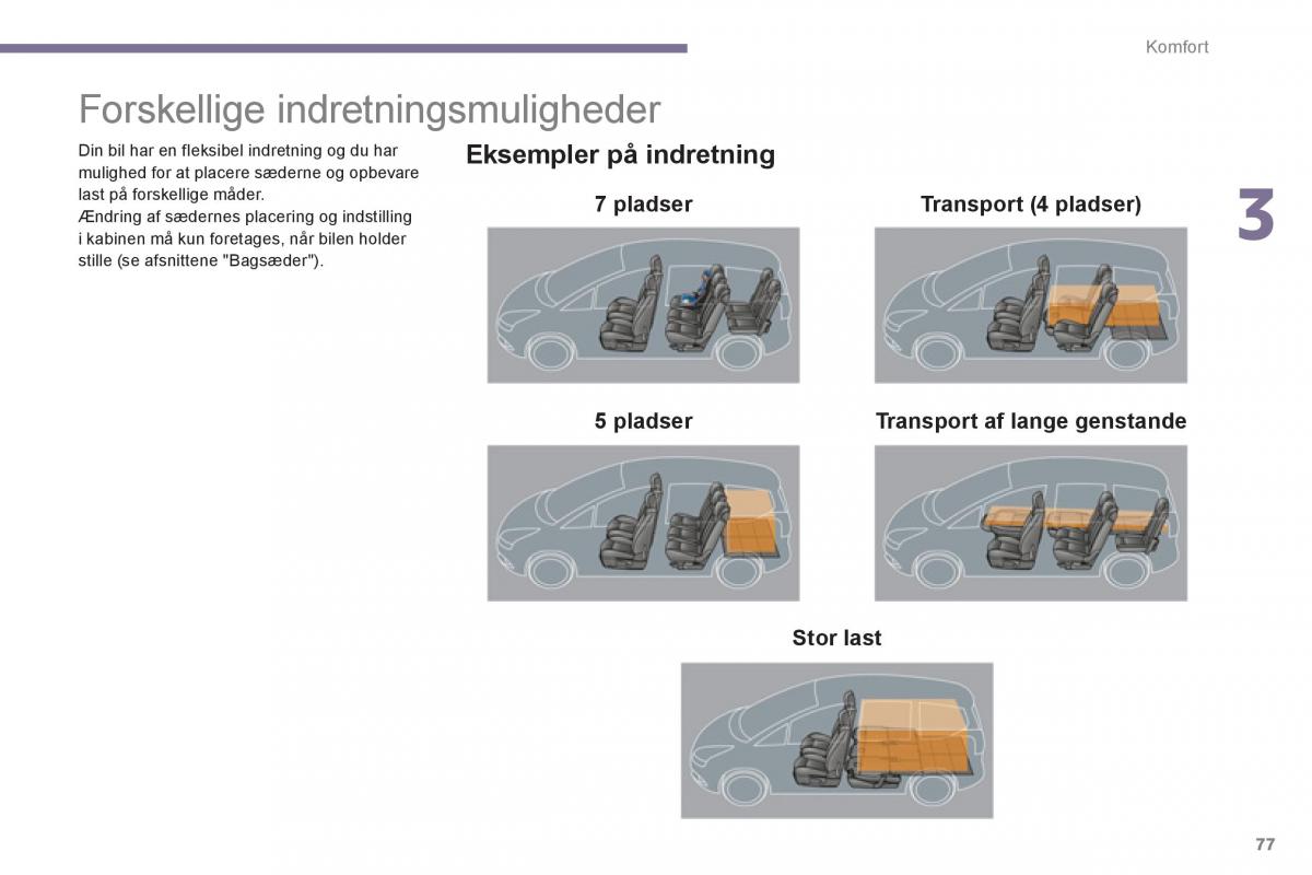 manual  Peugeot 5008 Bilens instruktionsbog / page 79