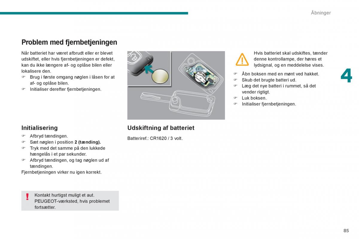 manual  Peugeot 5008 Bilens instruktionsbog / page 87