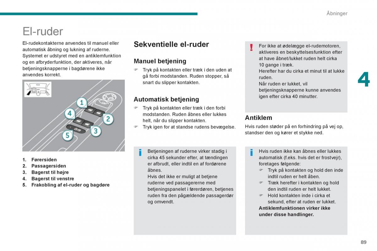 manual  Peugeot 5008 Bilens instruktionsbog / page 91