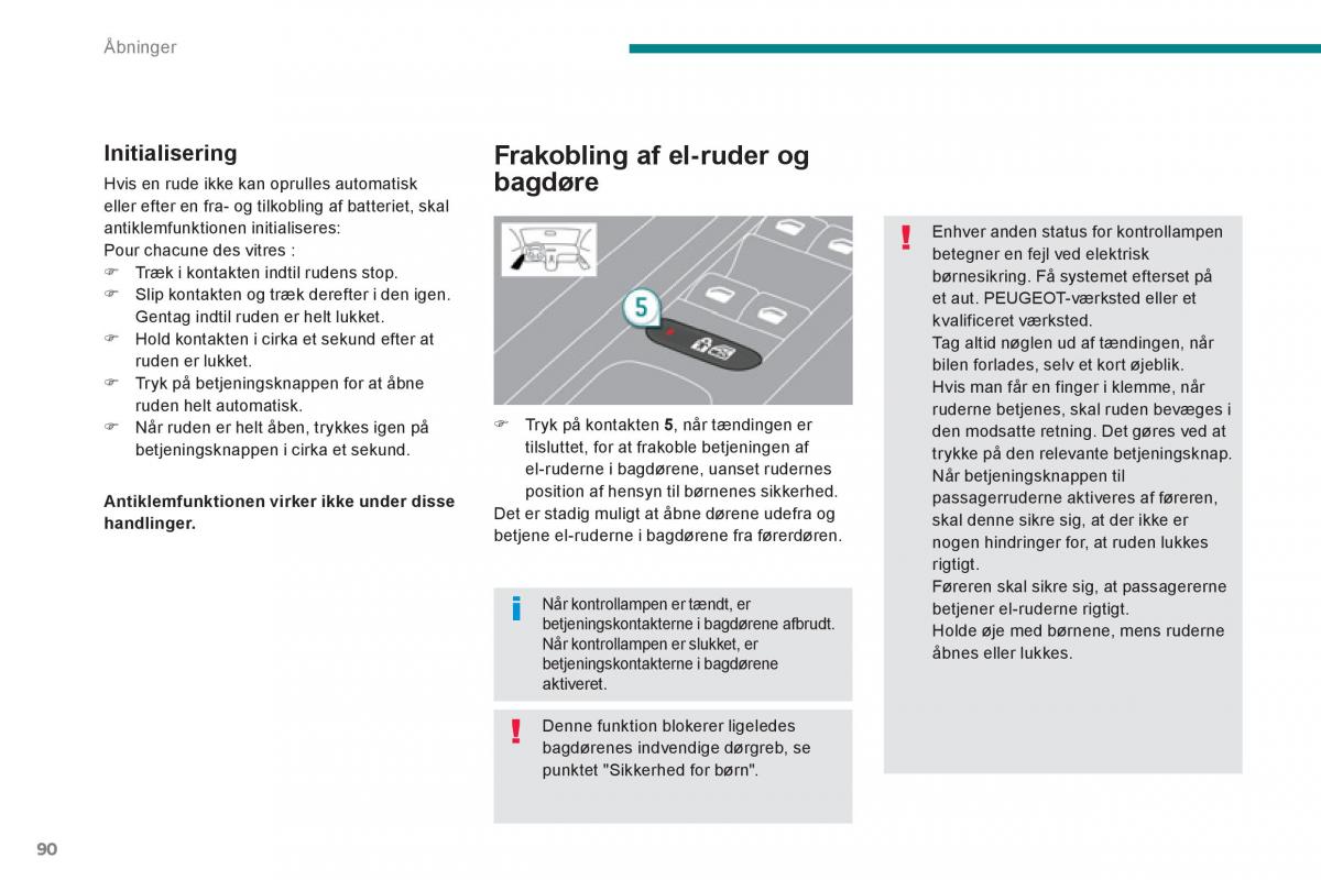 manual  Peugeot 5008 Bilens instruktionsbog / page 92