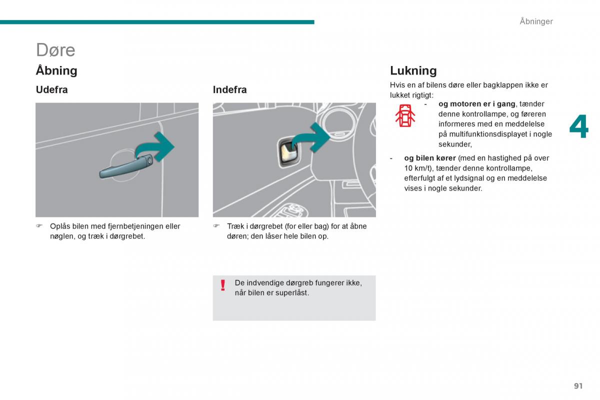 manual  Peugeot 5008 Bilens instruktionsbog / page 93