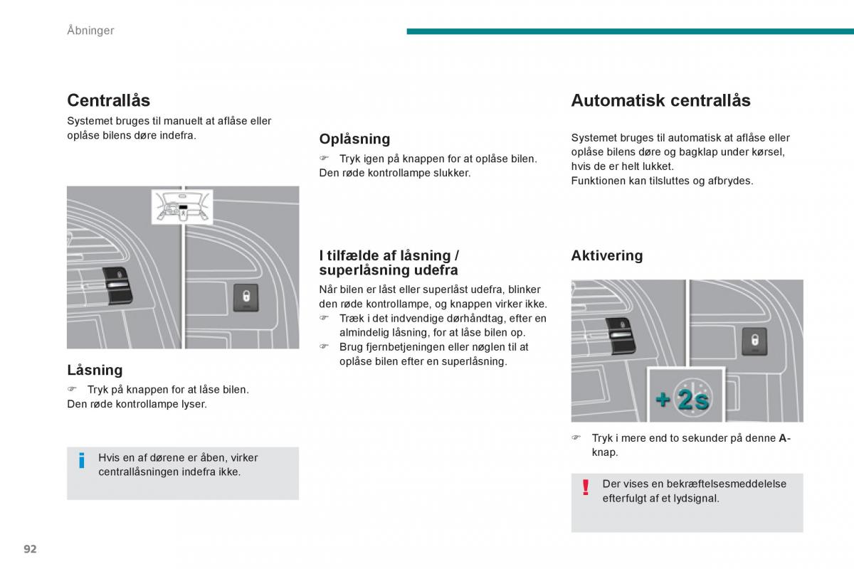 manual  Peugeot 5008 Bilens instruktionsbog / page 94