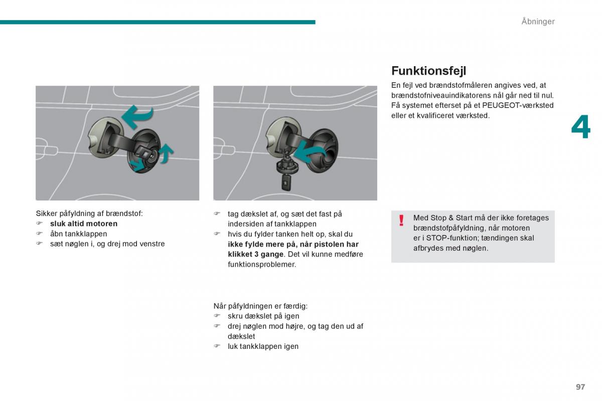 manual  Peugeot 5008 Bilens instruktionsbog / page 99