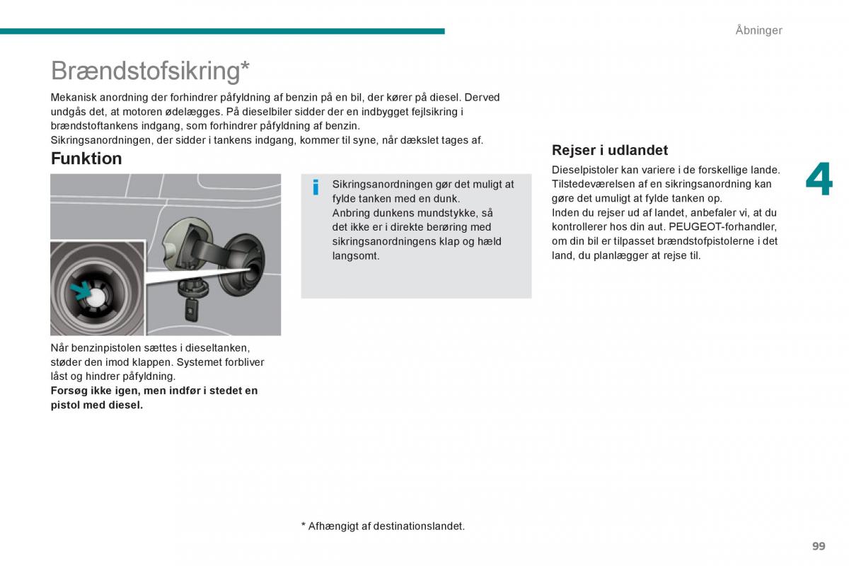 manual  Peugeot 5008 Bilens instruktionsbog / page 101