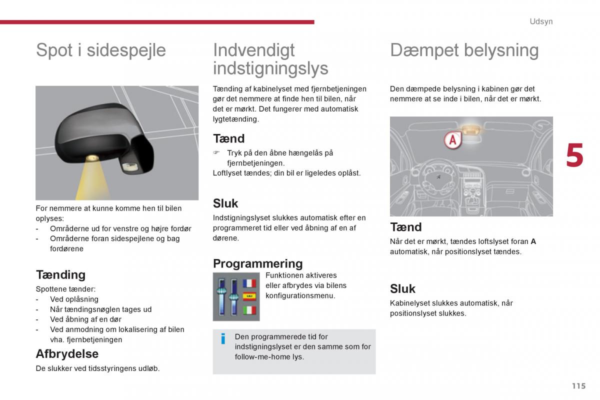 manual  Peugeot 5008 Bilens instruktionsbog / page 117