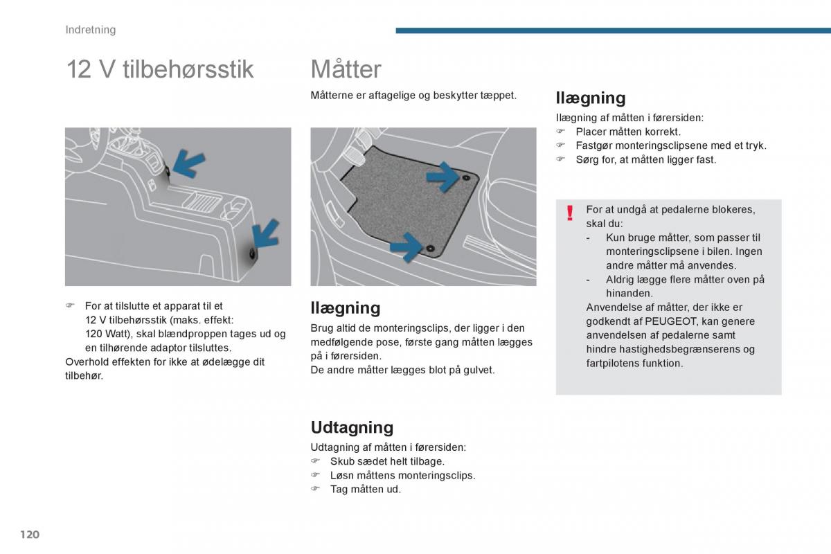 manual  Peugeot 5008 Bilens instruktionsbog / page 122