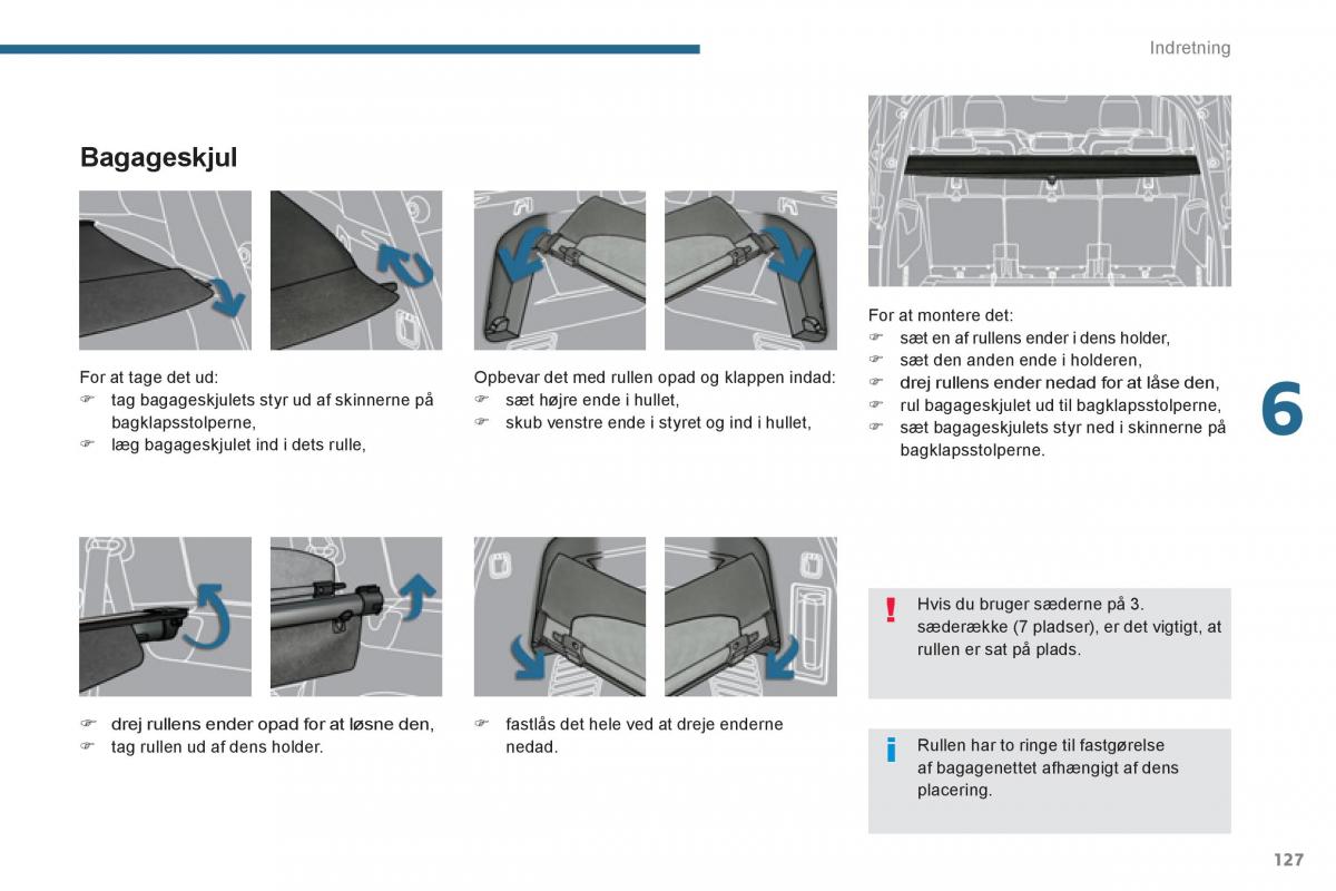 manual  Peugeot 5008 Bilens instruktionsbog / page 129