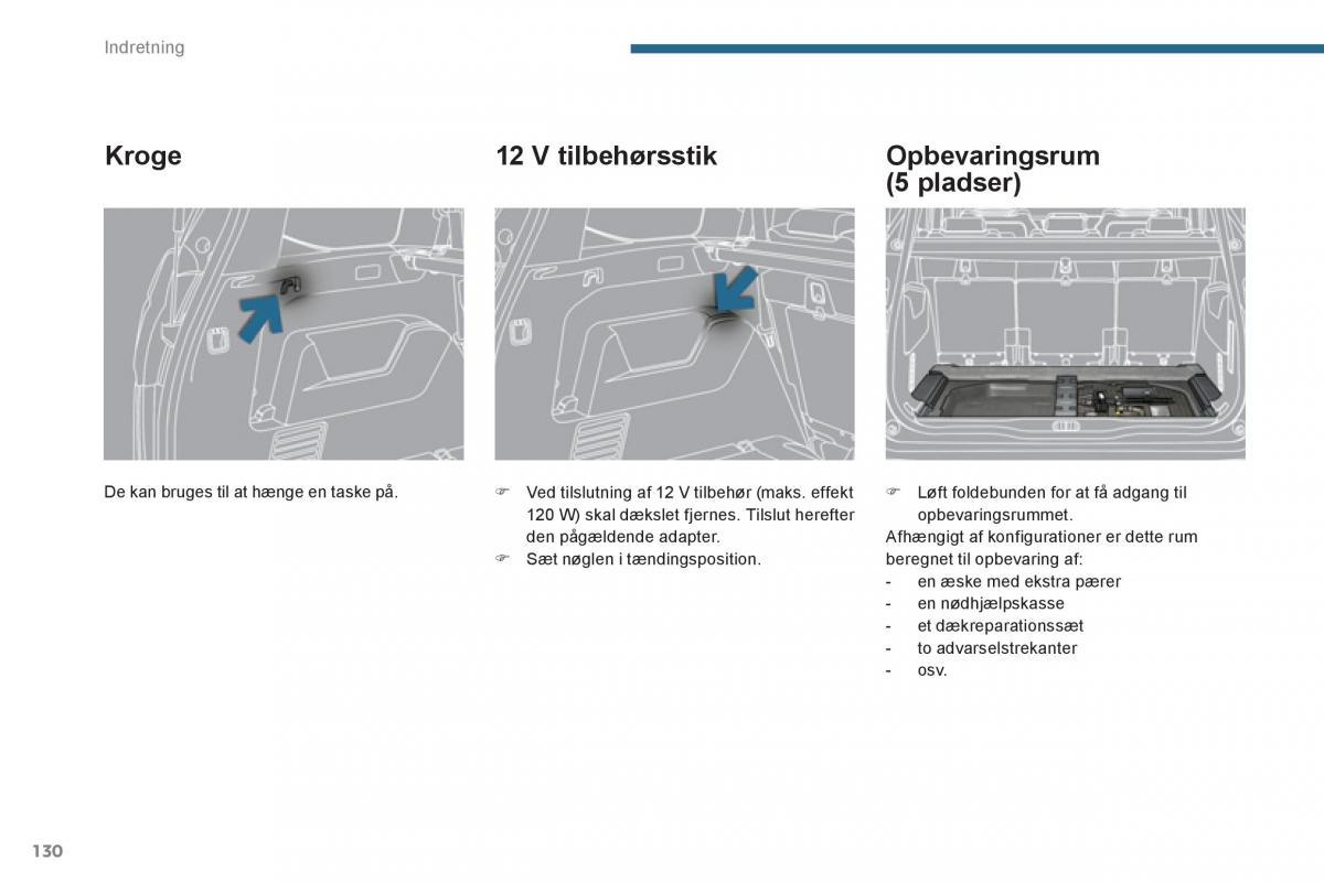 manual  Peugeot 5008 Bilens instruktionsbog / page 132