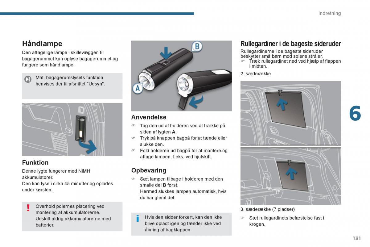 manual  Peugeot 5008 Bilens instruktionsbog / page 133