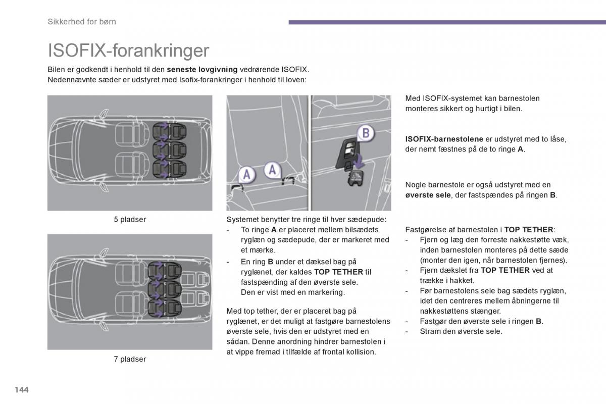 manual  Peugeot 5008 Bilens instruktionsbog / page 146