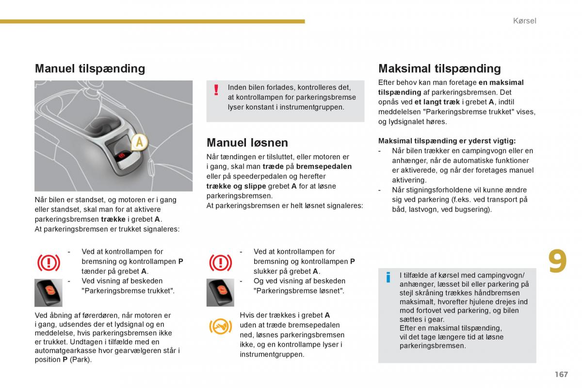 manual  Peugeot 5008 Bilens instruktionsbog / page 169