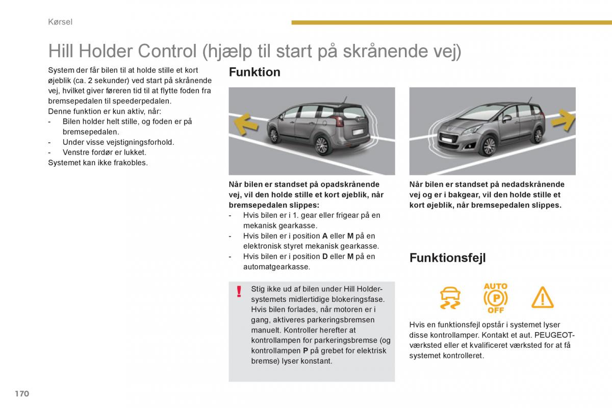 manual  Peugeot 5008 Bilens instruktionsbog / page 172